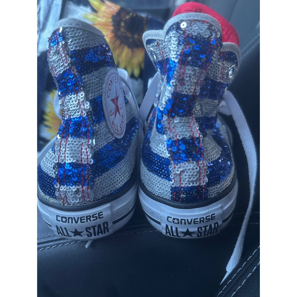 RARE Converse Chuck Taylor All Star Sequin America Flag Hightop Sneakers 549638C - Picture 2 of 6
